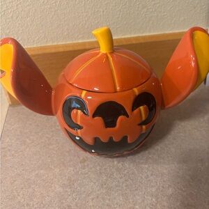Stitch Orange Pumpkin Ceramic Candy Dish